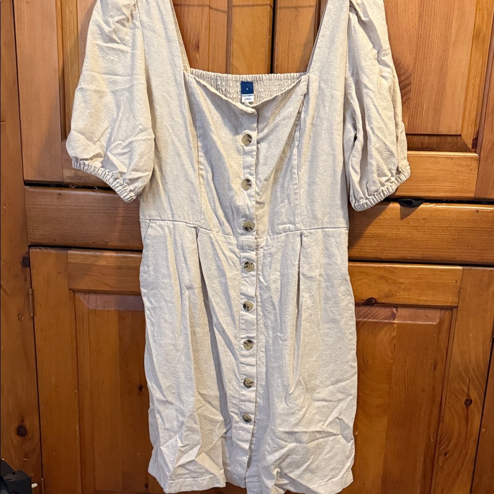 Old Navy Cream Button-Front Mini Dress